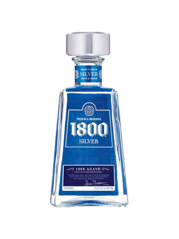 1800 Silver Tequila, 750mL bottle on white background.