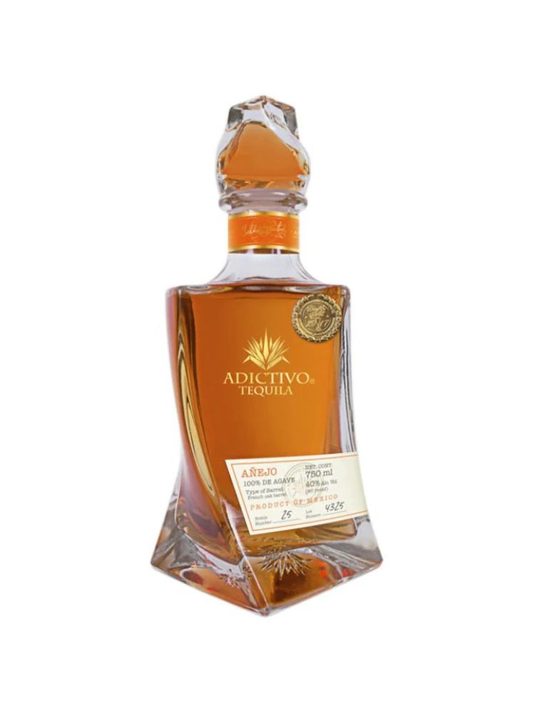 Adictivo Añejo Tequila, 750mL bottle on white background.