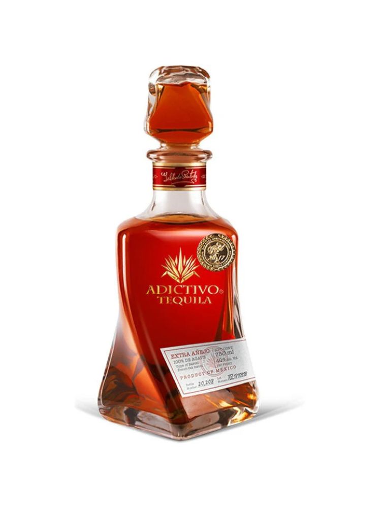 Adictivo Extra Añejo Tequila, 750mL bottle on white background.