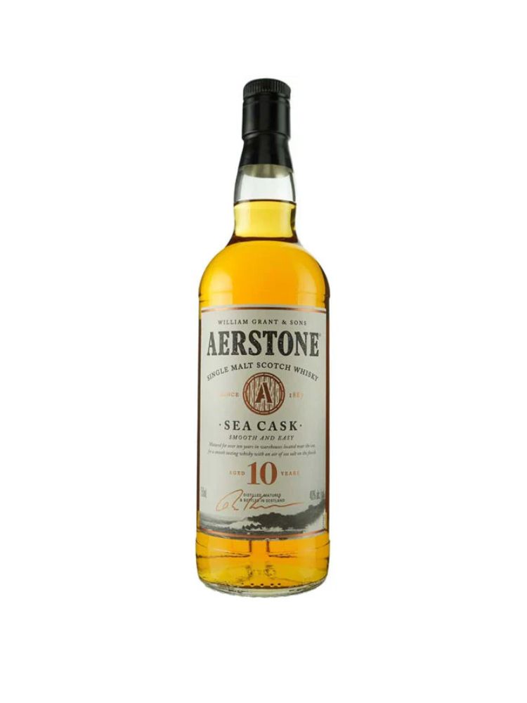 Aerstone 10 Year Old Sea Cask Single Malt Scotch Whisky, 750mL Bottle on White Background.