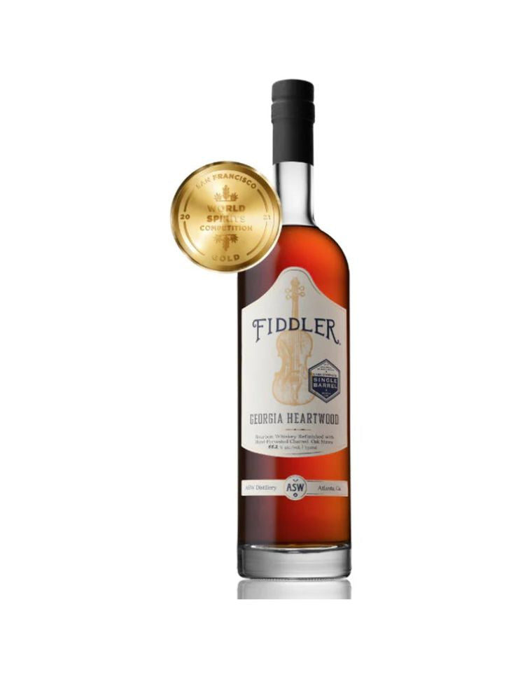 ASW Distillery Fiddler Georgia Heartwood Bourbon, 750mL Bottle on White Background