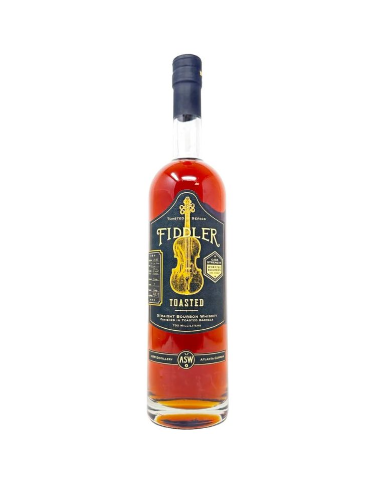 ASW Distillery Fiddler Toasted Bourbon Cask Strength, 750mL Bottle on White Background