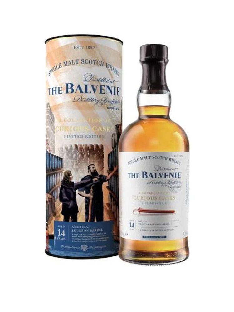 The Balvenie American Bourbon Barrel 14 Year Old Scotch Whisky, 750mL Bottle on White Background.