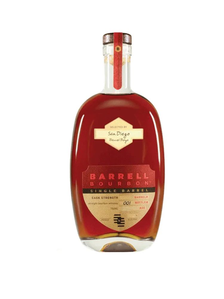 Barrell Craft Spirits Single Barrel Bourbon Selected By SDBB, 750mL Bottle on White Background