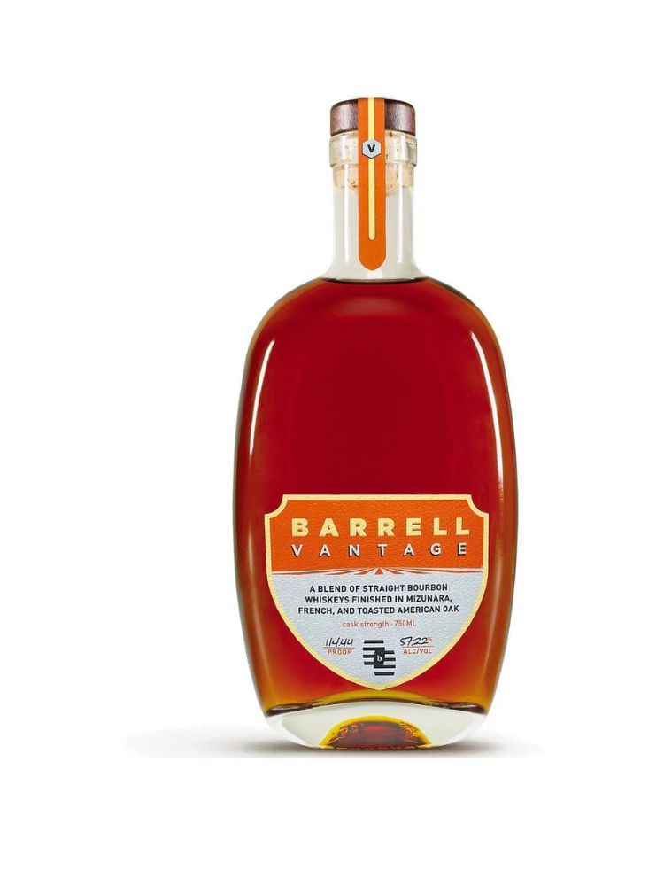 Barrell Vantage Bourbon, 750mL Bottle on White Background