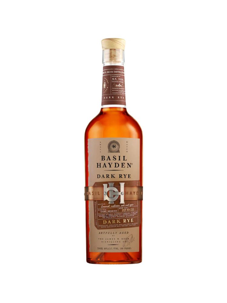 Basil Hayden Dark Rye Kentucky Blended Whiskey, 750mL bottle on white background