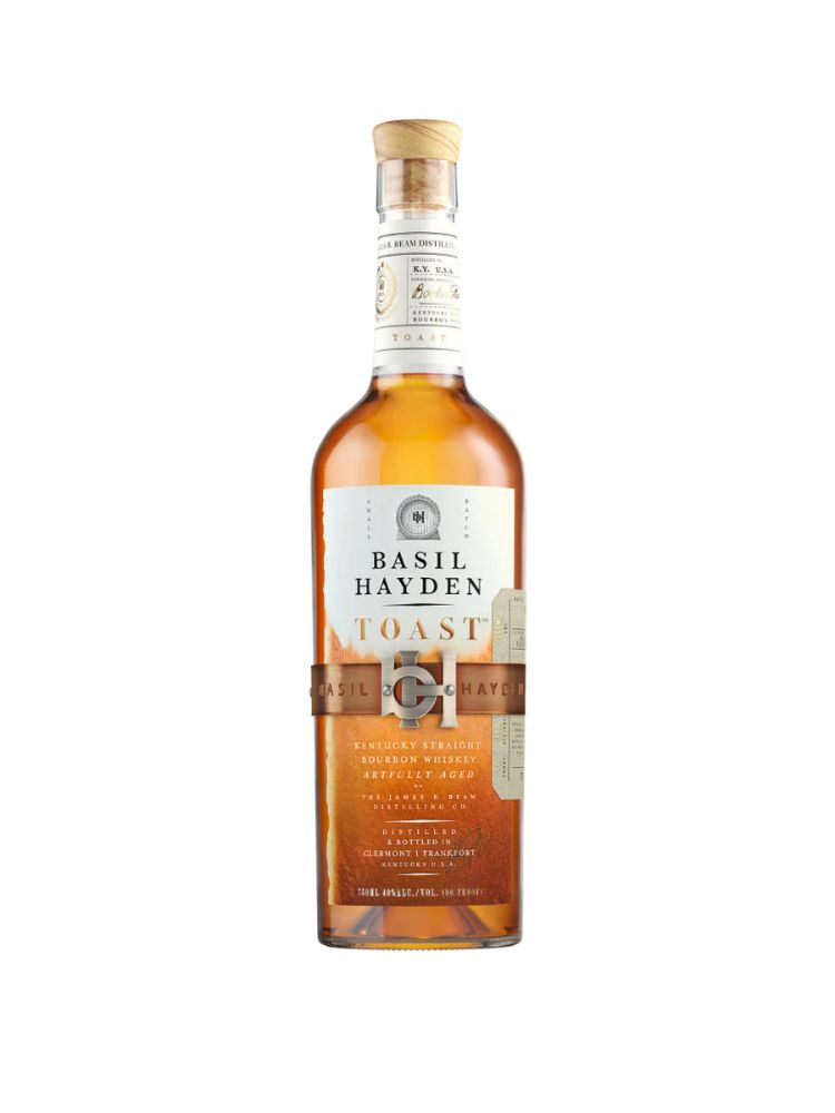 Basil Hayden Toast Kentucky Straight Bourbon Whiskey, 750mL Bottle on White Background