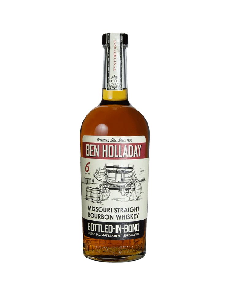 Ben Holladay 6-Year Missouri Bottled-in-Bond Bourbon, 750mL Bottle on White Background