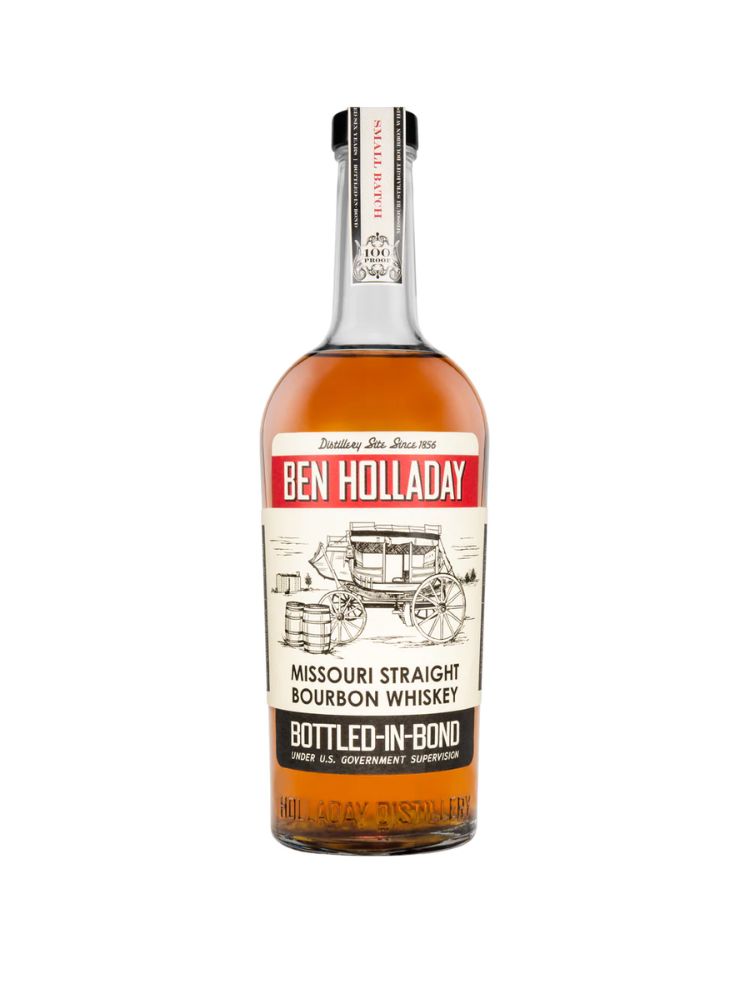 Ben Holladay 6-Year Missouri Bottled-in-Bond Bourbon Whiskey, 750mL Bottle on White Background