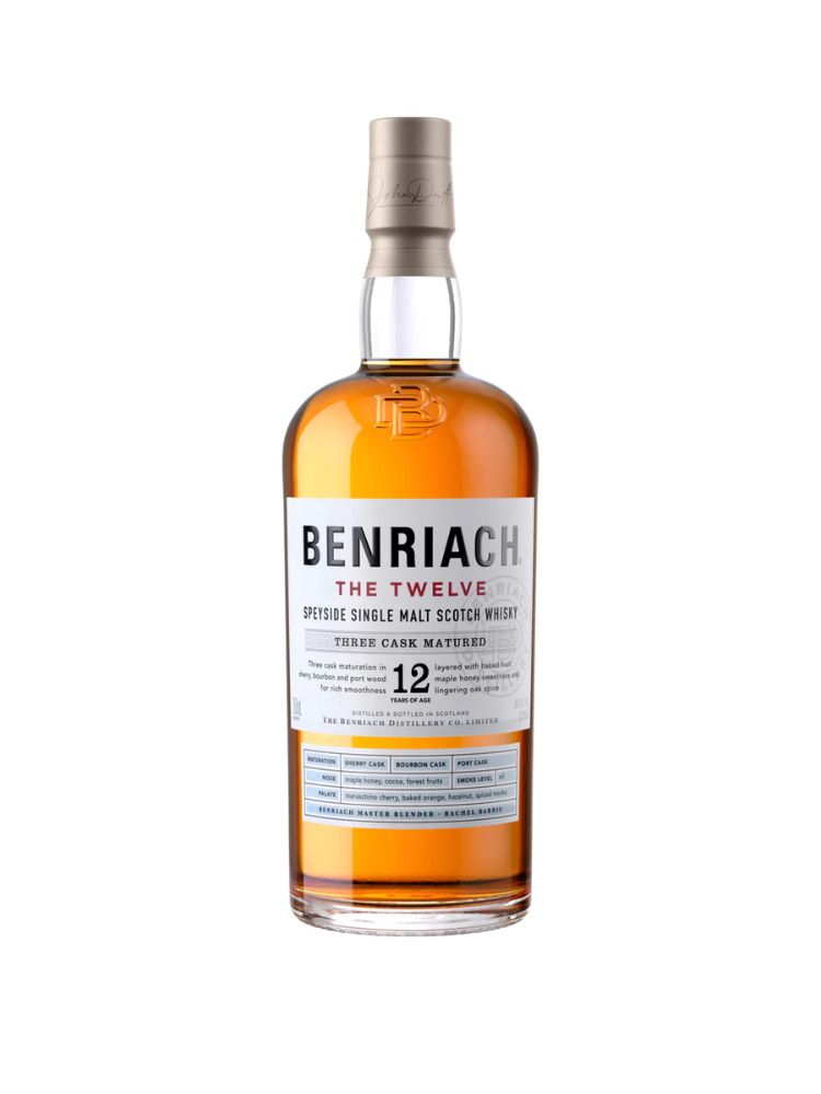 BenRiach The Twelve 12 Year Old Single Malt Scotch Whisky, 750mL Bottle on White Background.