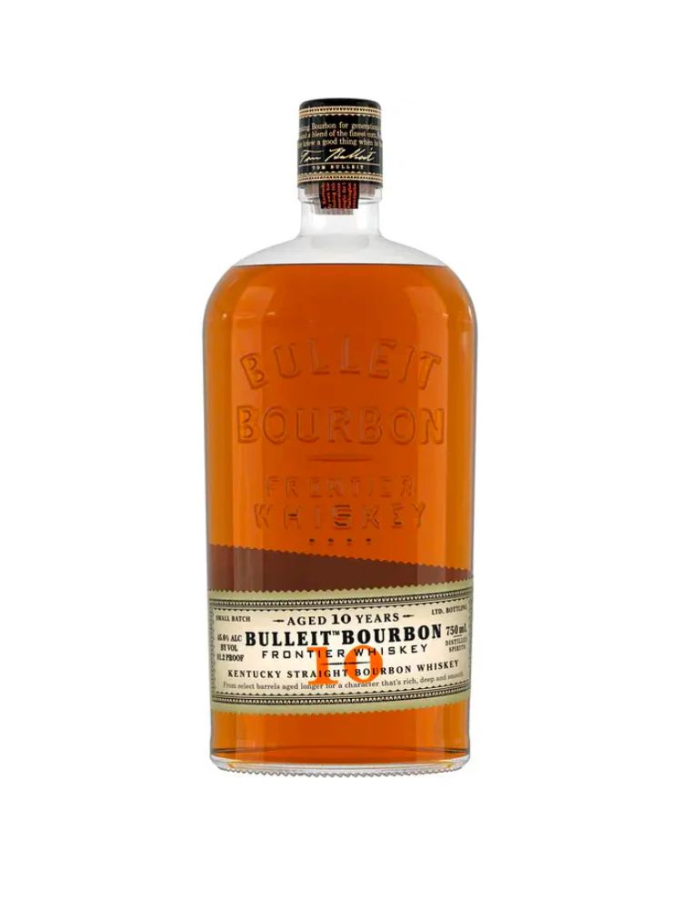 Bulleit 10 Year Bourbon, 750mL bottle on white background