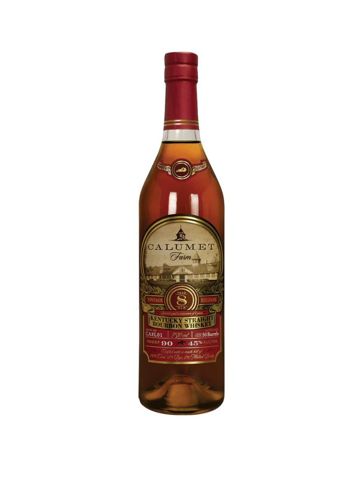 Calumet Farm 8 Year Old Kentucky Straight Bourbon Whiskey 90 Proof, 750mL bottle on white background