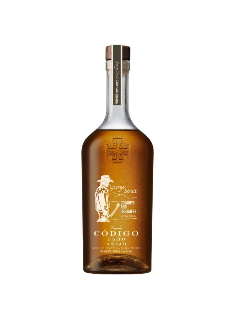 Código 1530 George Strait &quot;Cowboys and Dreamers&quot; Special Edition Añejo Tequila bottle on white background.