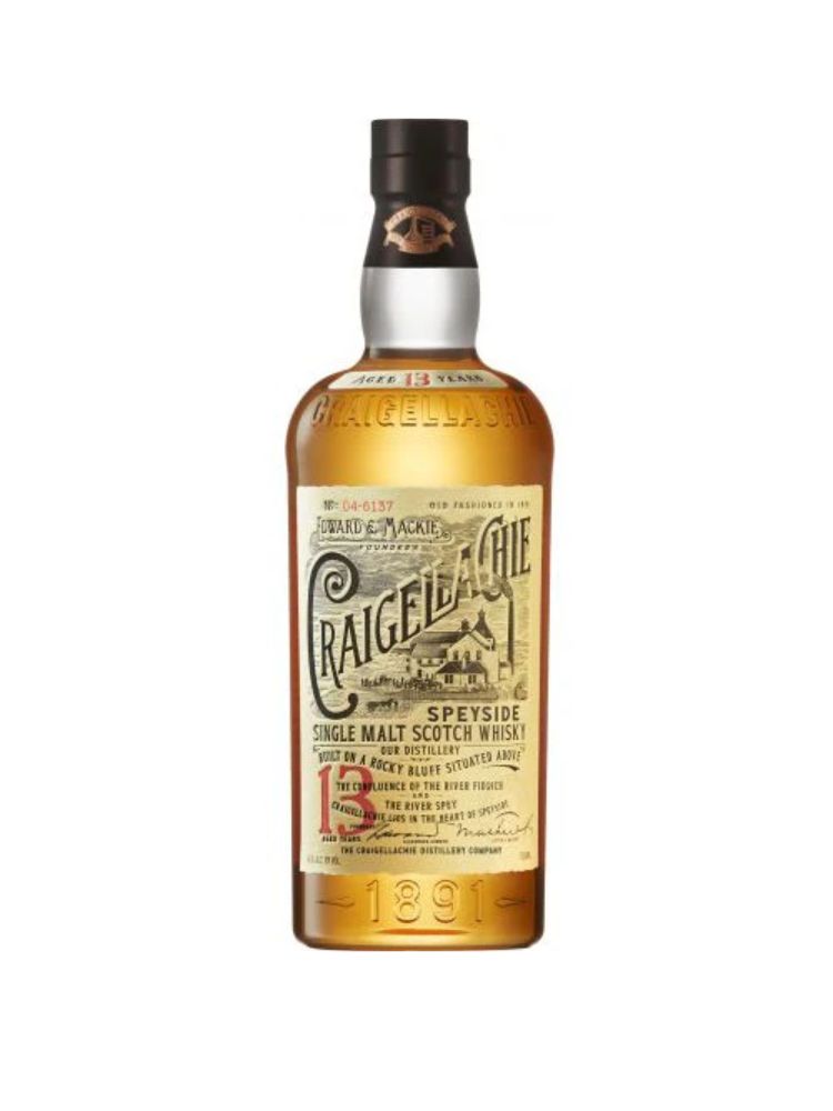 Craigellachie 13 Year Old Single Malt Scotch Whisky, 700mL Bottle on White Background.