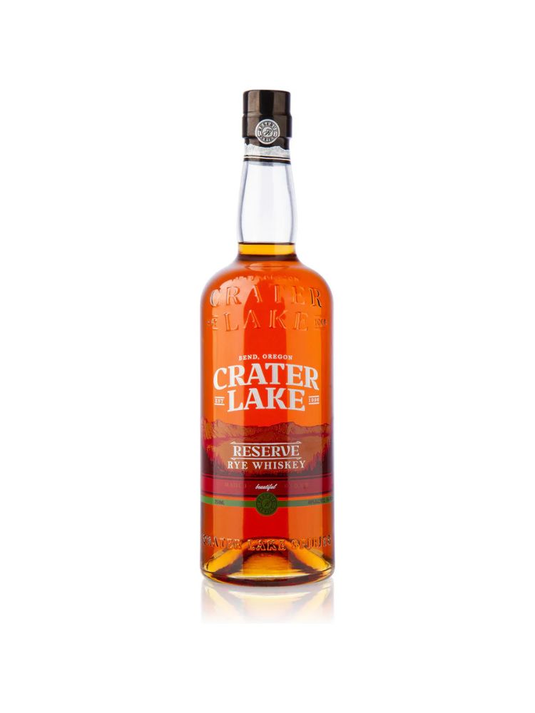 Crater Lake Reserve 3 Year Old Rye Whiskey, 750mL bottle on white background