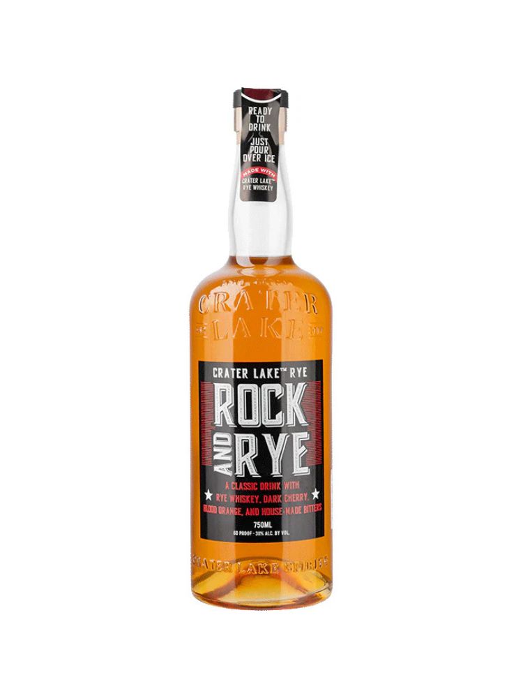 Crater Lake Rock and Rye Whiskey, 750mL bottle on white background