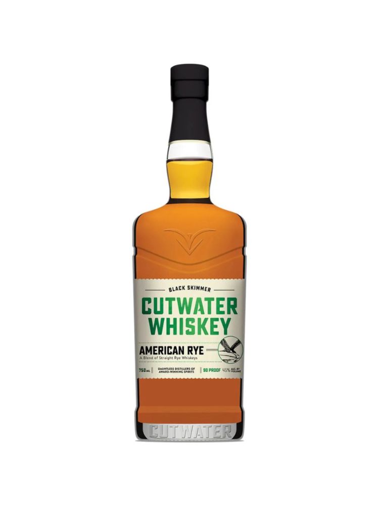 Cutwater Black Skimmer Rye Whiskey, 750mL bottle on white background