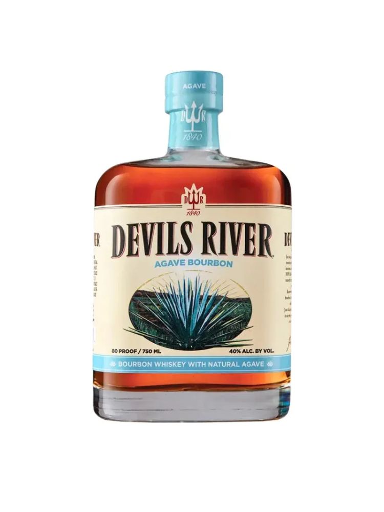 Devils River Agave Bourbon Whiskey, 750mL bottle on white background
