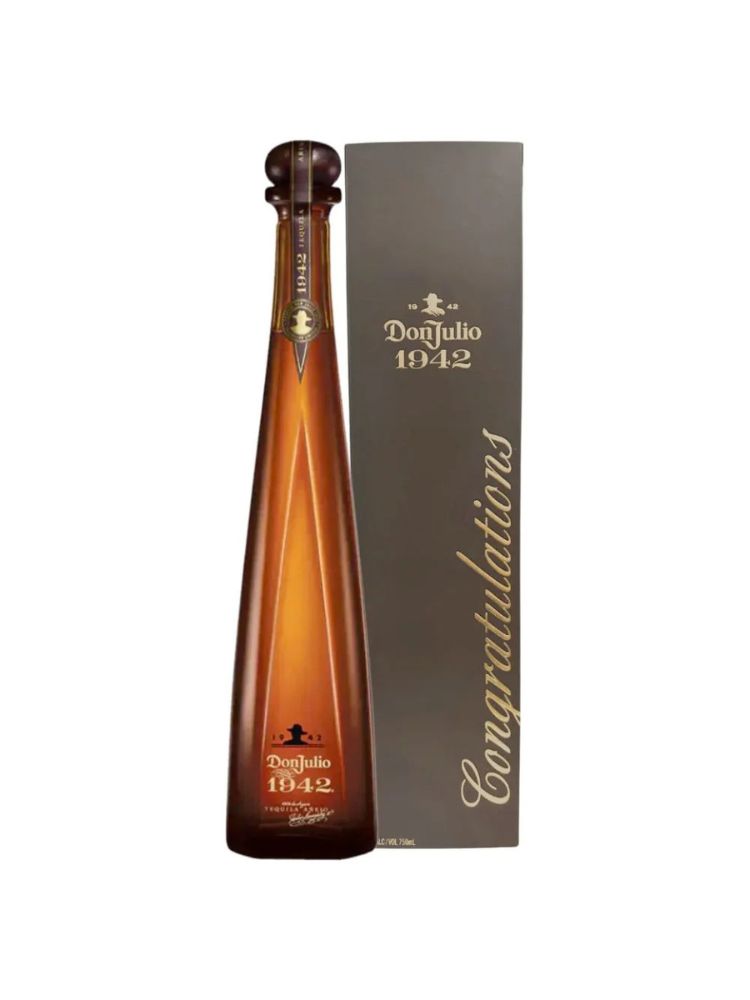 Don Julio 1942 &quot;Congratulations&quot; Special Edition Gift Box Sleeve, 750mL bottle on white background.