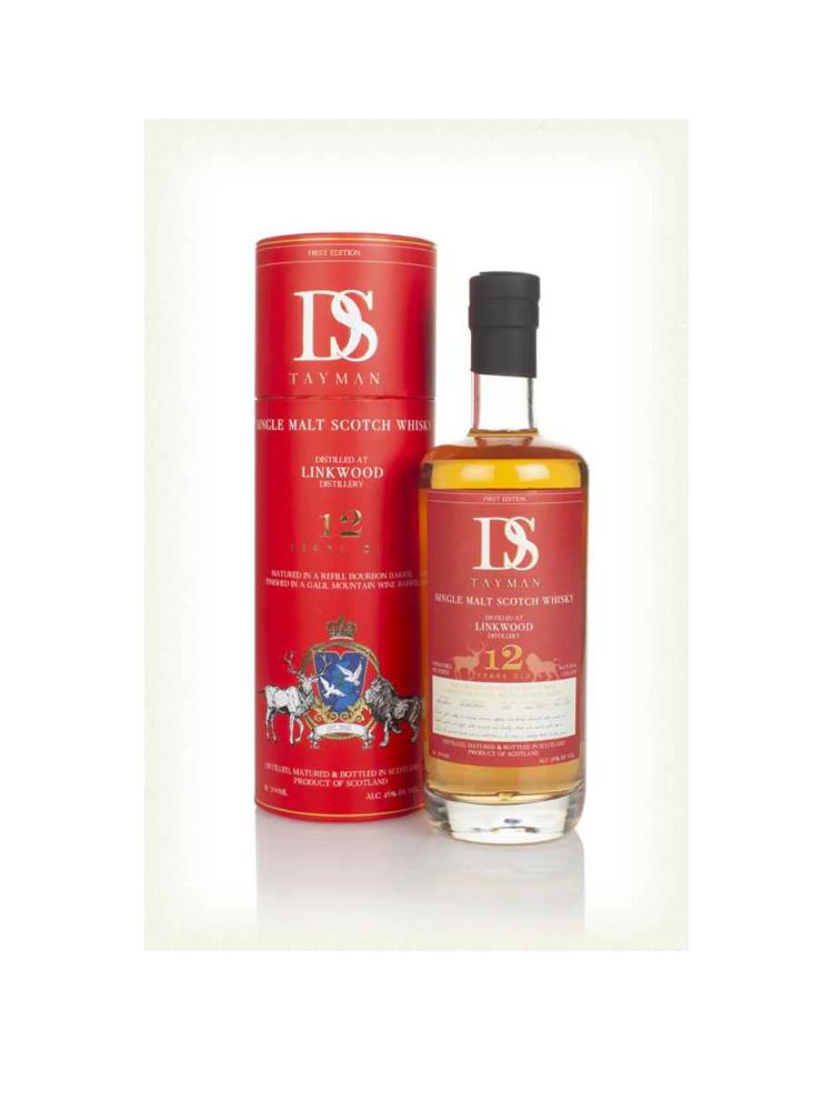 DS Tayman 12 Year Old Linkwood Scotch Whisky Second Edition, 700mL Bottle on White Background