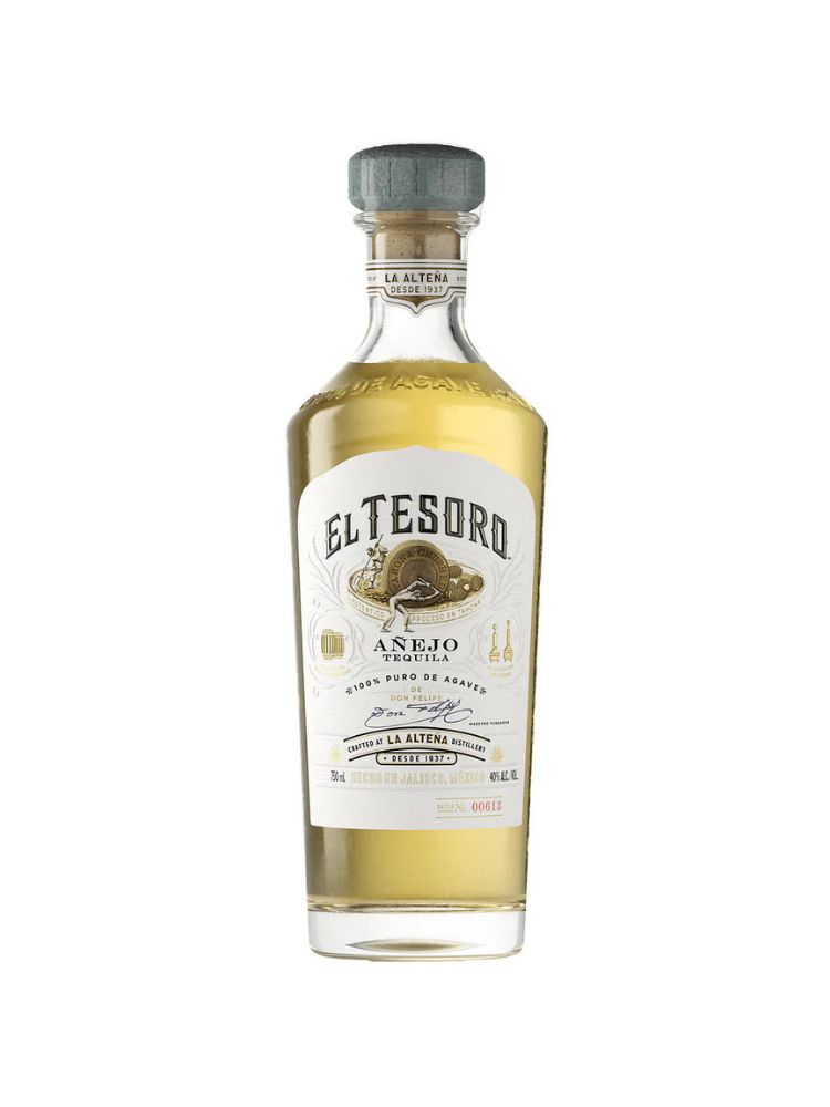 El Tesoro Añejo Tequila, 750mL bottle on white background.
