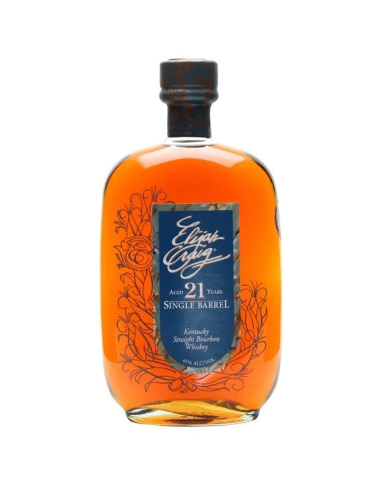 Elijah Craig 21-Year Single Barrel Kentucky Straight Bourbon, 750mL bottle on white background