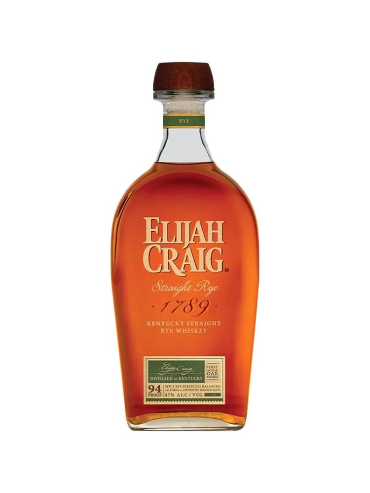 Elijah Craig Straight Rye Whiskey, 1.75L bottle on white background