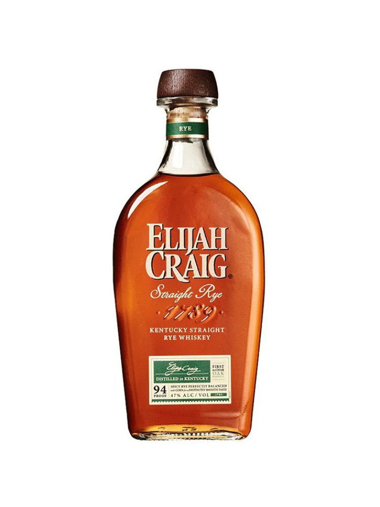 Elijah Craig Straight Rye bottle on white background