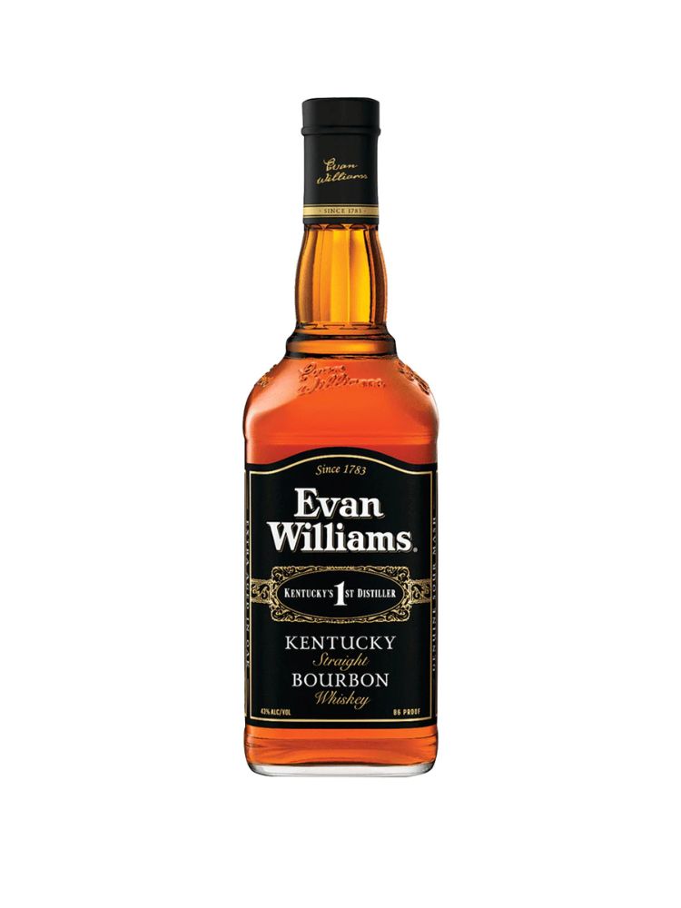 Evan Williams Bourbon Whiskey, 750mL bottle on white background