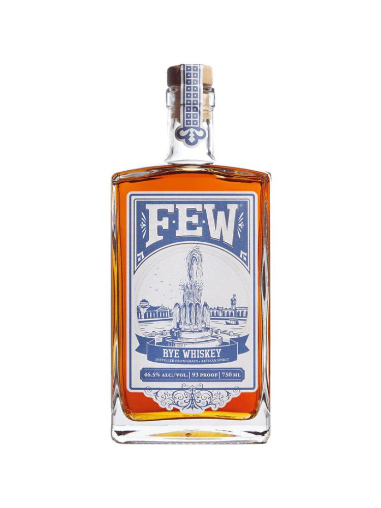 FEW Rye Whiskey, 750mL bottle on white background
