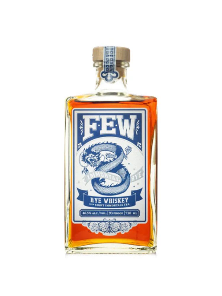 FEW Spirits 8 Immortals Rye Whiskey bottle on white background