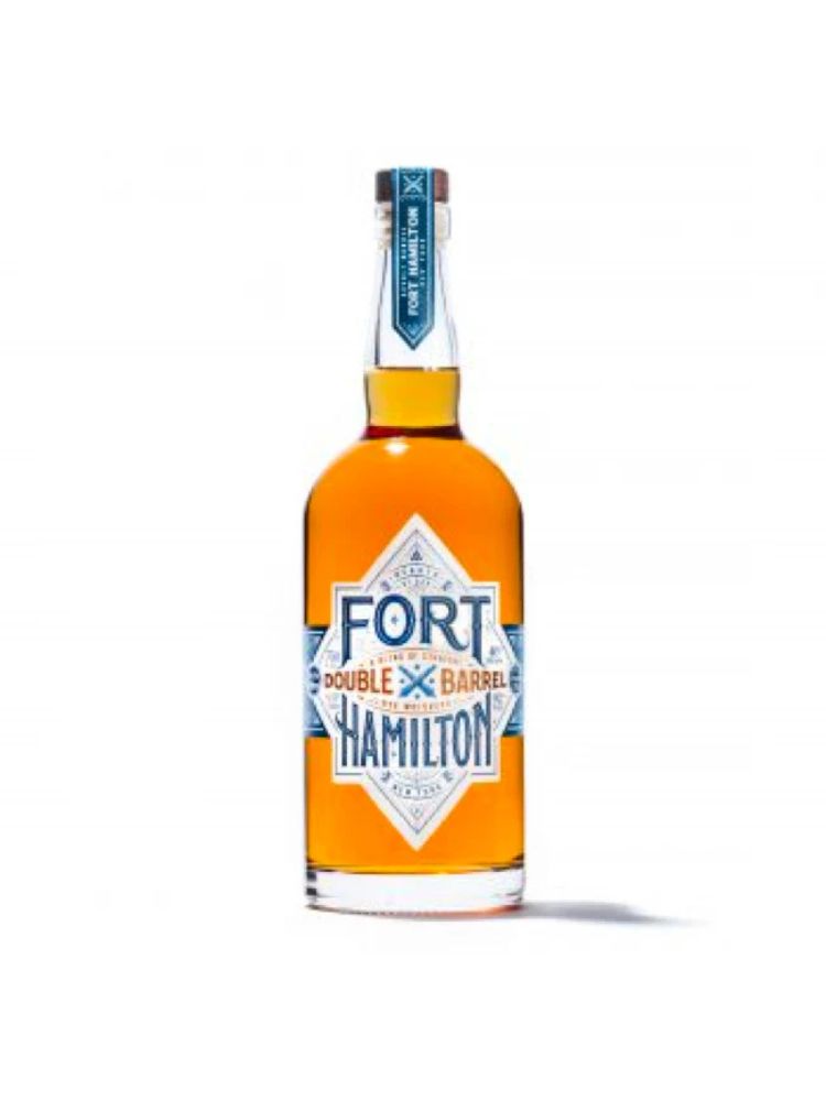 Fort Hamilton Double Barrel Rye Whiskey bottle on white background