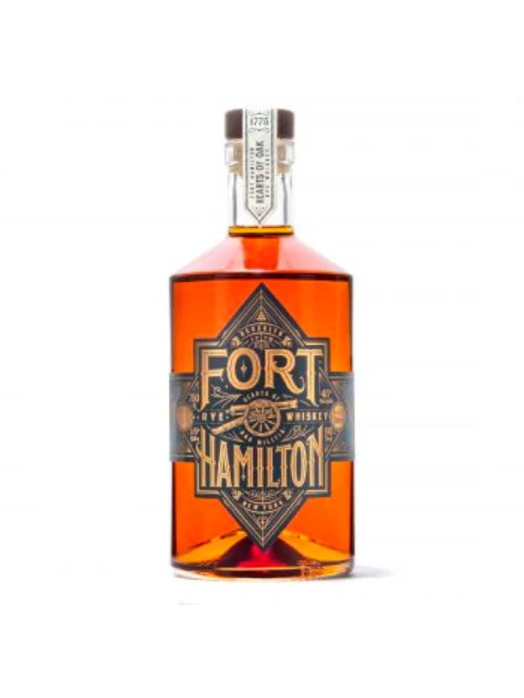 Fort Hamilton Single Barrel Rye Whiskey bottle on white background