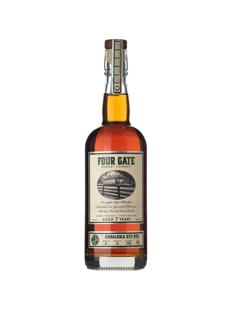 Four Gate 7 Year Andalusia Key Rye bottle on white background