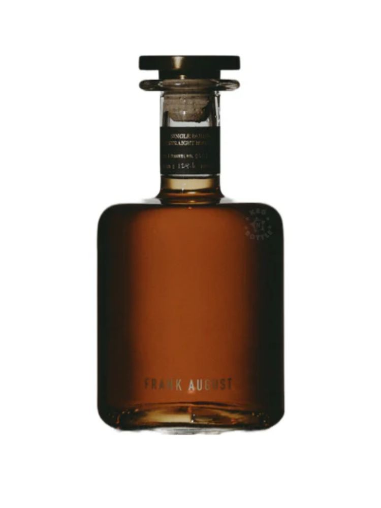 Frank August Single Barrel Bourbon, 750mL bottle on white background