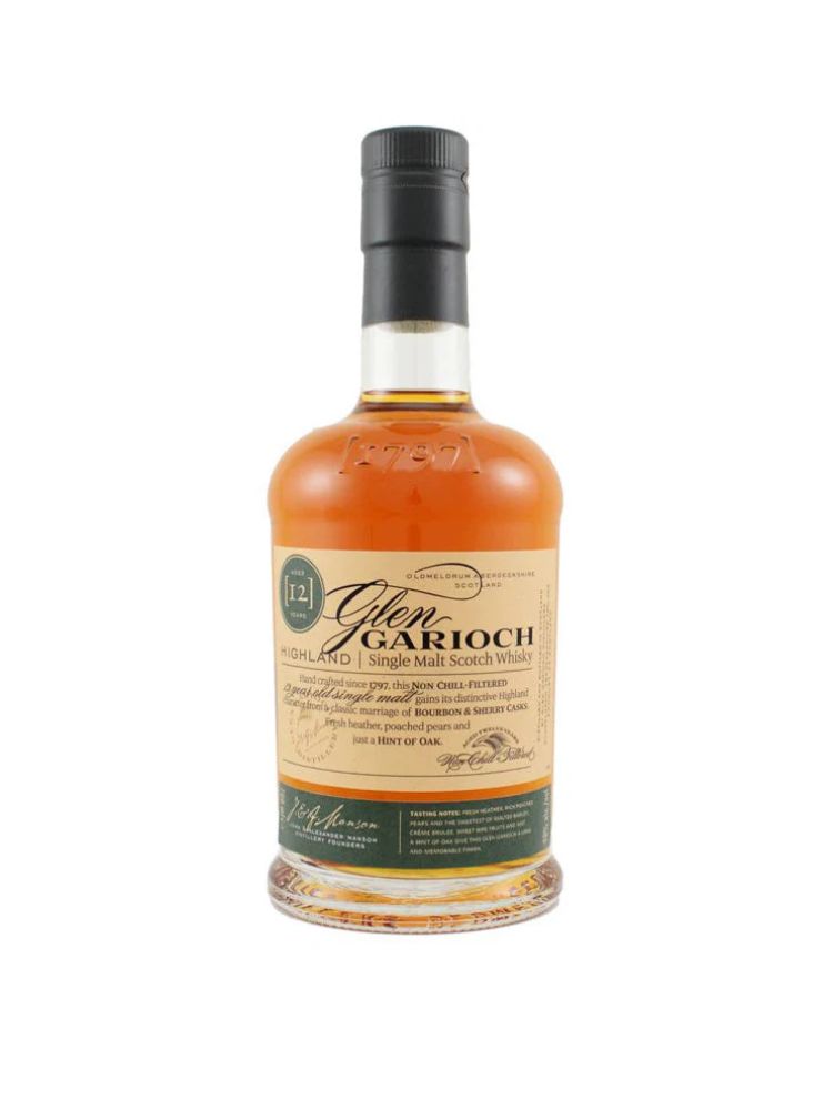 Glen Garioch 12 Year Old Highland Single Malt Scotch Whisky, 750mL Bottle on White Background