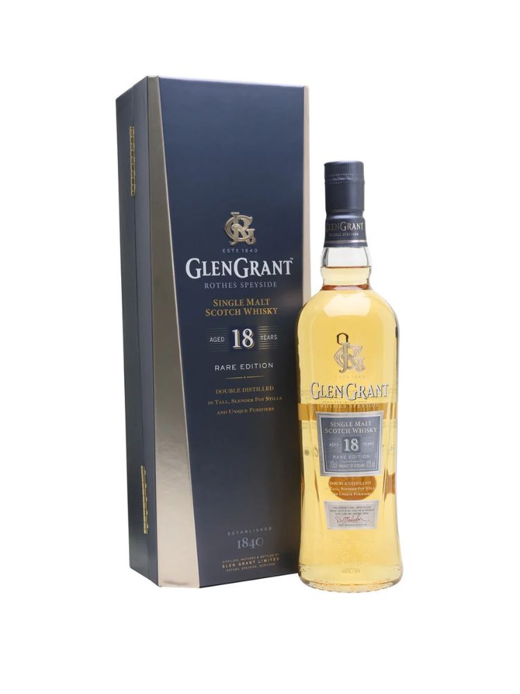 Glen Grant 18 Year Old Single Malt Scotch Whisky, 700mL Bottle on White Background