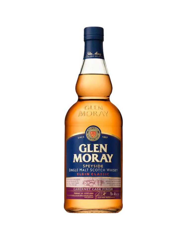 Glen Moray Elgin Classic Cabernet Cask Finish Scotch Whisky, 750mL Bottle on White Background