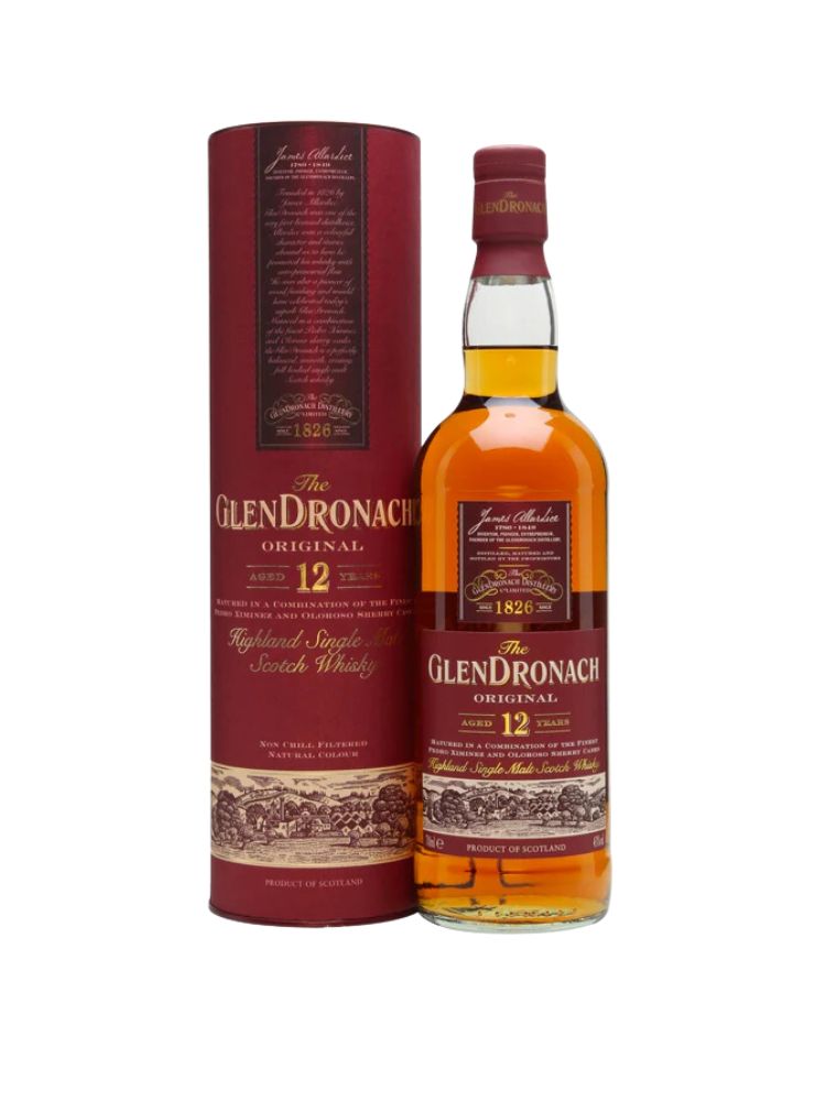 GlenDronach 12 Year Old Single Malt Scotch Whisky, 750mL Bottle on White Background