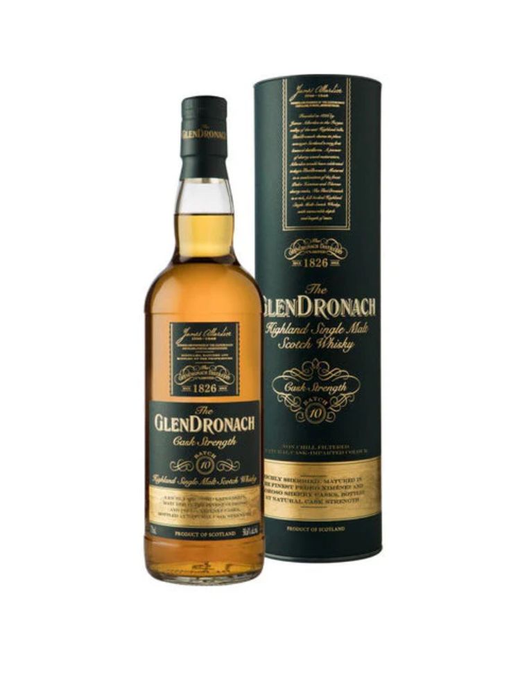 GlenDronach Cask Strength Scotch Whisky (Batch May Vary), 750mL Bottle on White Background