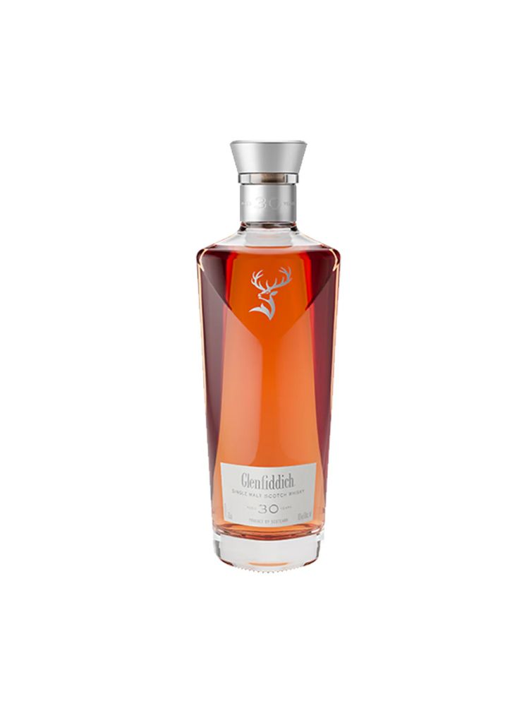 Glenfiddich 30 Year Old Single Malt Scotch Whisky, 750mL Bottle on White Background