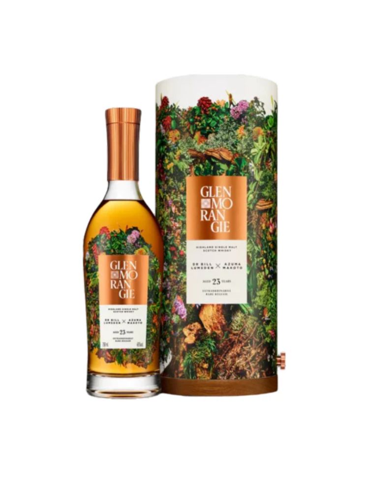 Glenmorangie 23 Year Old Dr. Bill Lumsden x Azuma Makoto Limited Edition Single Malt Scotch Whisky, 700mL Bottle on White Background