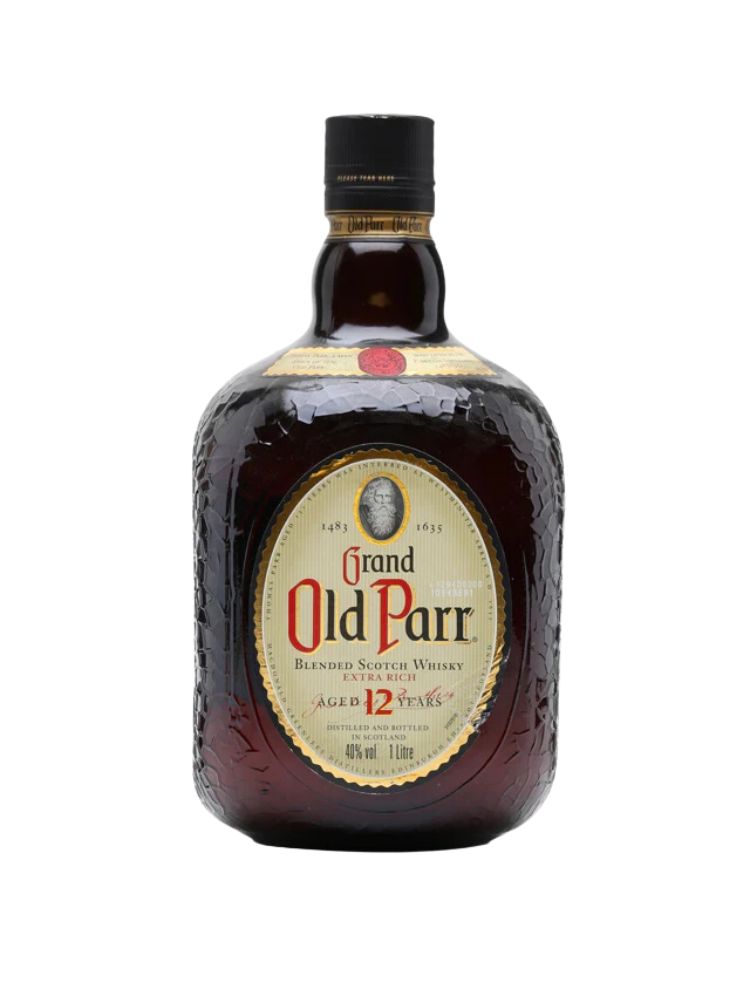 Grand Old Parr 12 Year Old Blended Scotch Whisky, 750mL Bottle on White Background