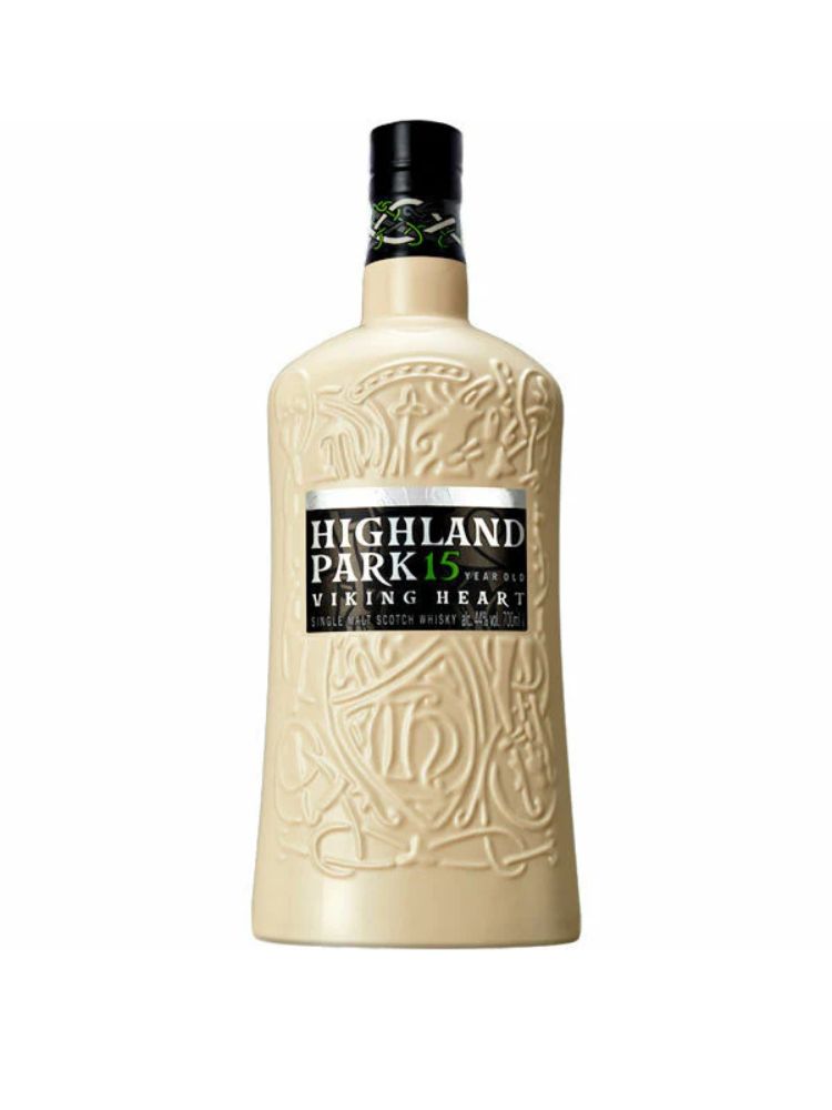 Highland Park Viking Heart 15 Year Old Single Malt Scotch Whisky, 750mL Bottle on White Background
