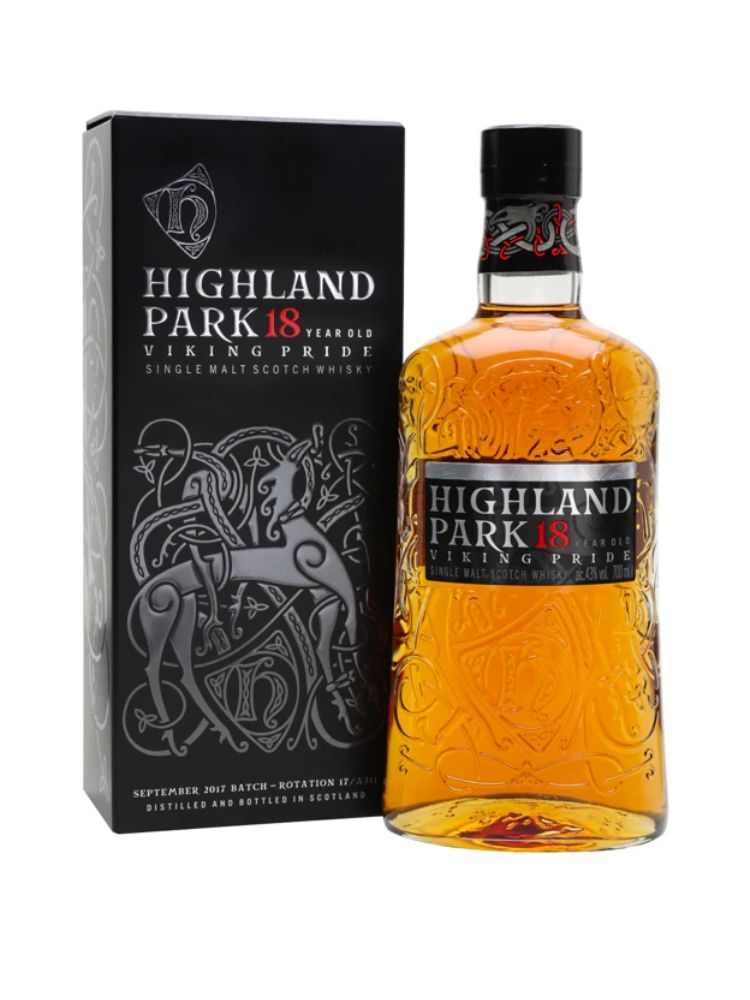 Highland Park Viking Pride 18 Year Old Single Malt Scotch Whisky, 750mL Bottle on White Background