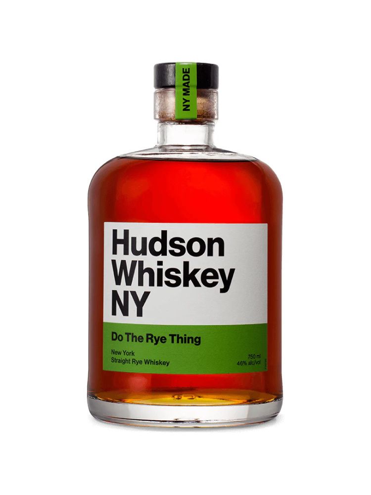 Hudson Whiskey Do The Rye Thing Rye Whiskey bottle on white background
