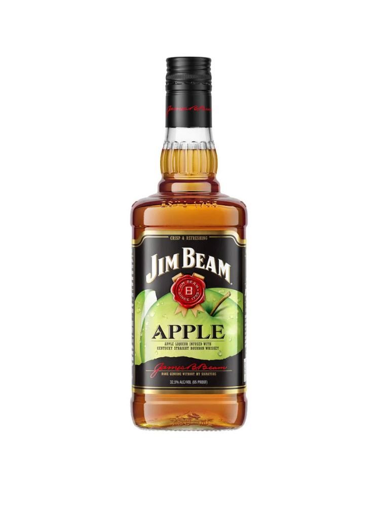 Jim Beam Apple Liqueur with Kentucky Straight Bourbon Whiskey, 750mL bottle on white background