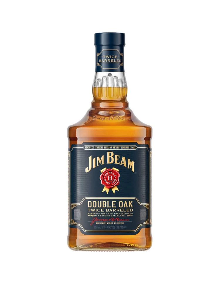 Jim Beam Double Oak Twice Barreled Kentucky Straight Bourbon Whiskey, 750mL bottle on white background