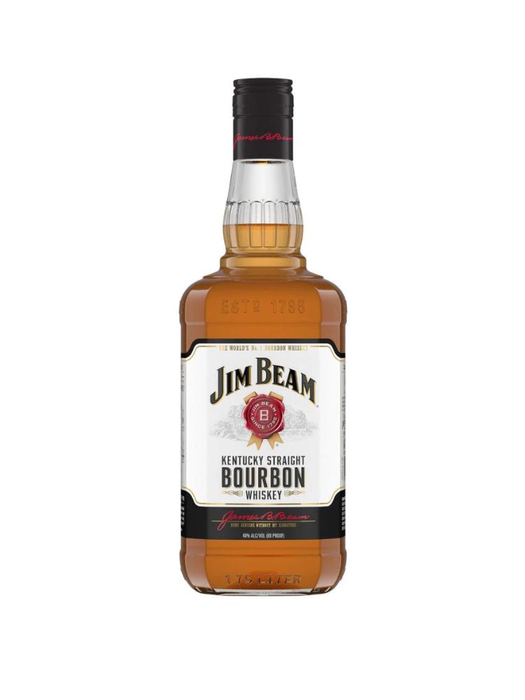 Jim Beam Kentucky Straight Bourbon Whiskey, 1.75L bottle on white background