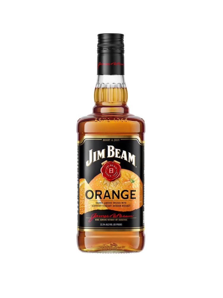 Jim Beam Orange Liqueur with Kentucky Straight Bourbon Whiskey, 750mL bottle on white background